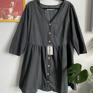 Asos Soft Denim Tea Dress In Black